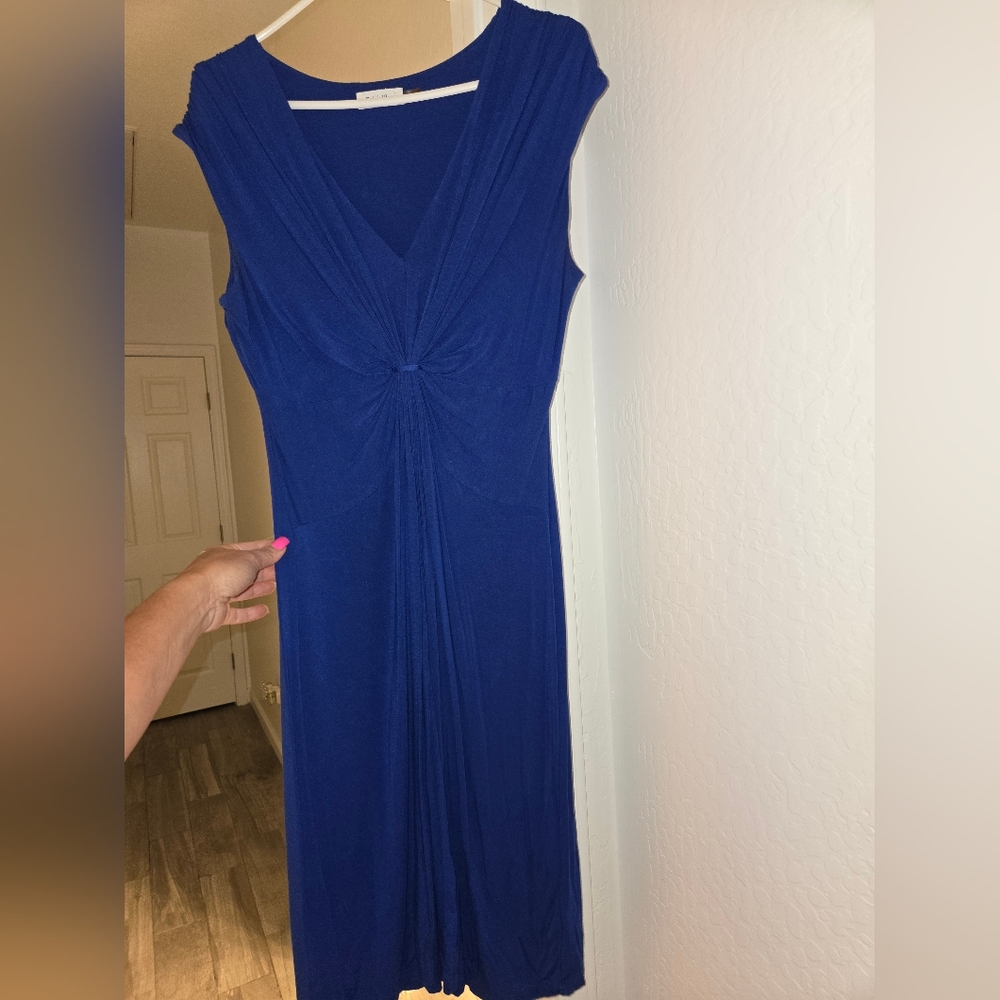 Calvin Klein Blue Midi Dress V-Neck Sleeveless